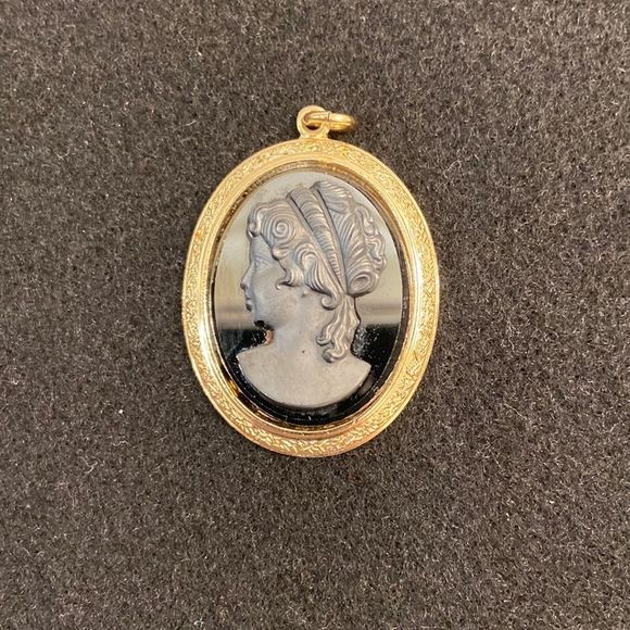 West Germany Jewelry - Vintage West Germany Black Cameo Pendant